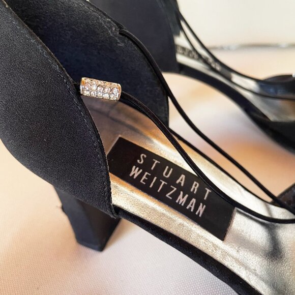 Women’s Stuart Weitzman Sateen Black Heels Size 7.5 - Picture 8 of 14